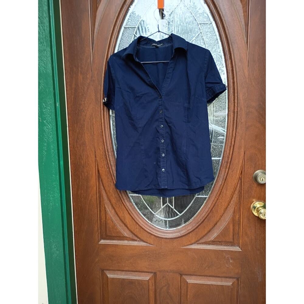 Express Button down Short Sleeve  Navy Blue Blouse Size M